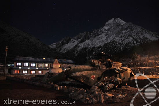 Crashed Helicopter at Namche Lodge